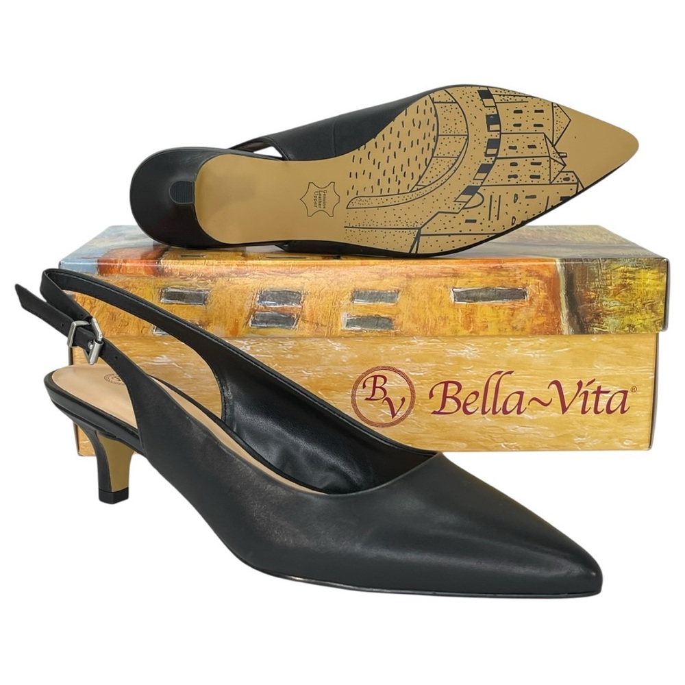 Bella Vita Scarlett Black Leather Womens Slingback Heels Size 8.5M - Picture 13 of 13
